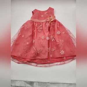 Kids dressess Bonnie jean kids Dress, peachy orange color, with pleated belt and